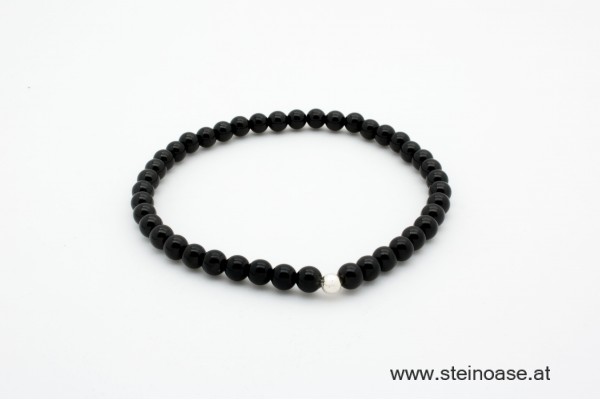 Armband SCHÖRL Turmalin + Silber, 4mm